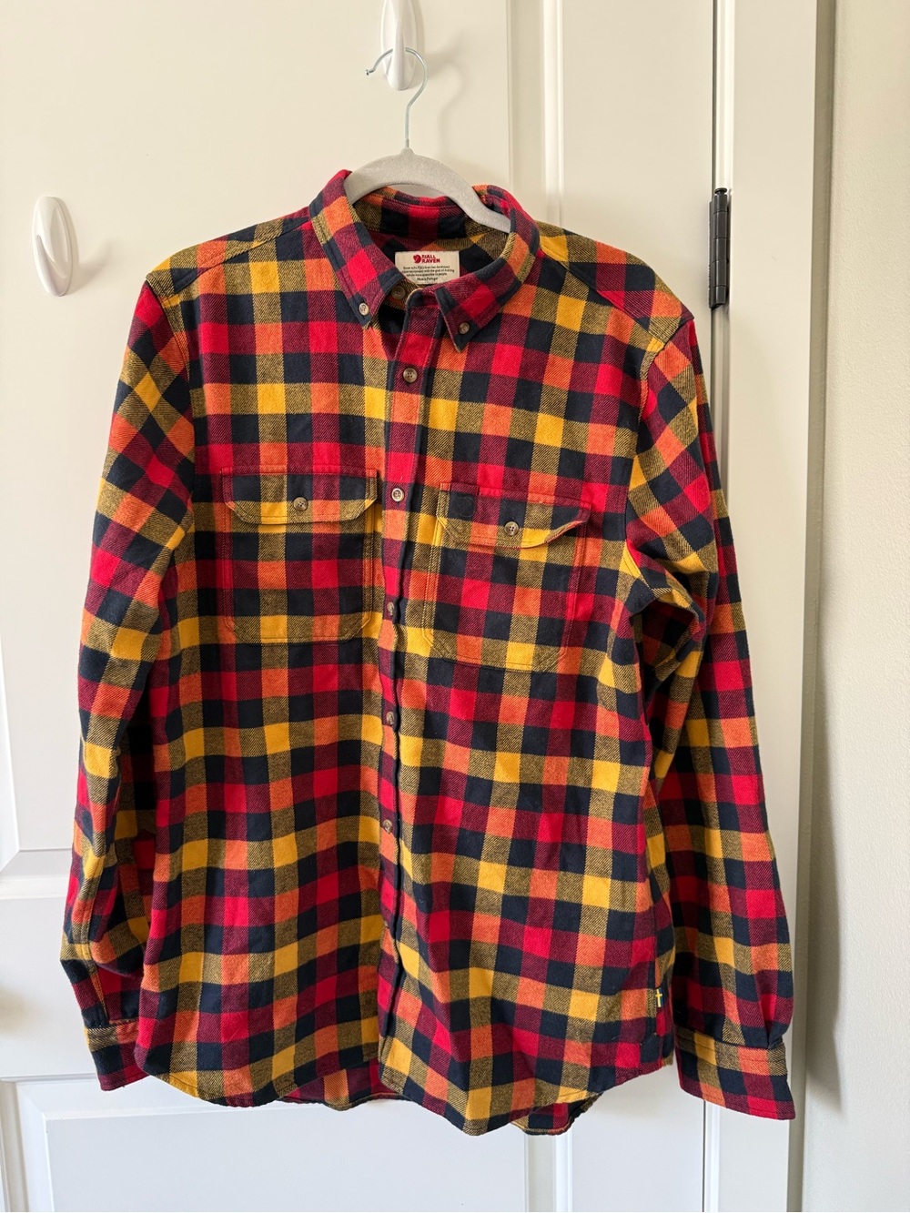 Fjallraven Men's Plaid Button-Down Shirt - Red, Yellow & Black
